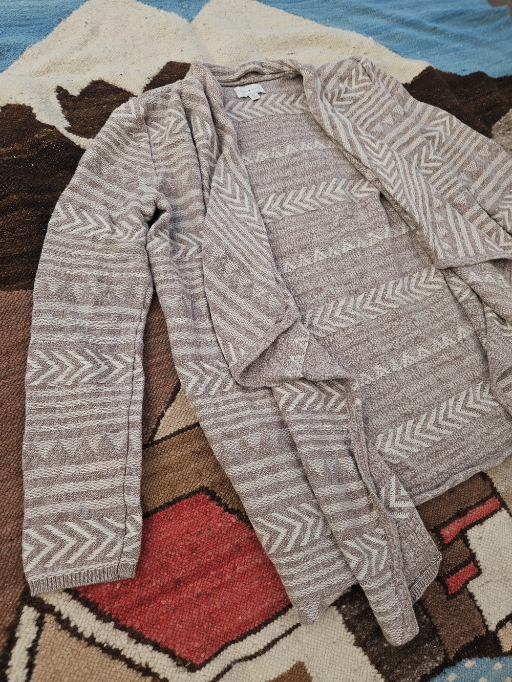 Lucky Brand Southwestern Boho Waterfall Cardigan Womens Small Aztec Tribal Drape